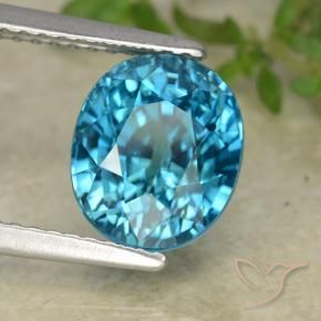 Zircon Bleu moyen naturelle ovale, 5.29 ct, VVS
