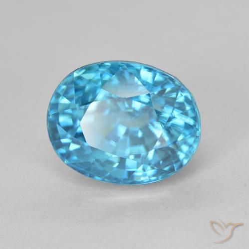 Zircon Bleu azur électrique naturelle ovale, 5.24 ct, VVS