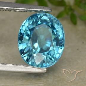 Zircon Bleu électrique naturelle ovale, 4.76 ct, VVS