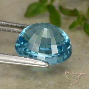 Zircon Bleu électrique naturelle ovale, 4.76 ct, VVS