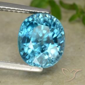 Zircon Bleu azur électrique naturelle ovale, 5.86 ct, VVS