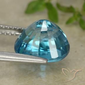 Zircon Bleu azur électrique naturelle ovale, 5.86 ct, VVS