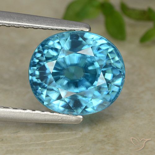5.47ct Naturel Bleu Zircon, ovale, VVS