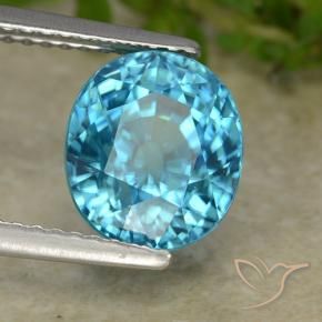 Zircon Bleu naturelle ovale, 5.47 ct, VVS