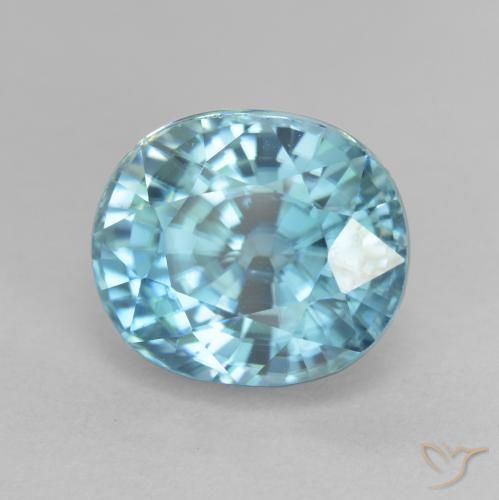 Zircon Bleu verdâtre naturelle ovale, 5.75 ct, VVS