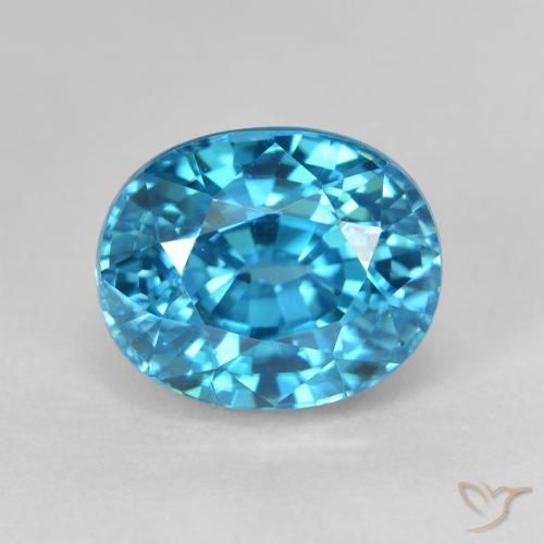 5.88ct Naturel Bleu moyen Zircon, ovale, VVS