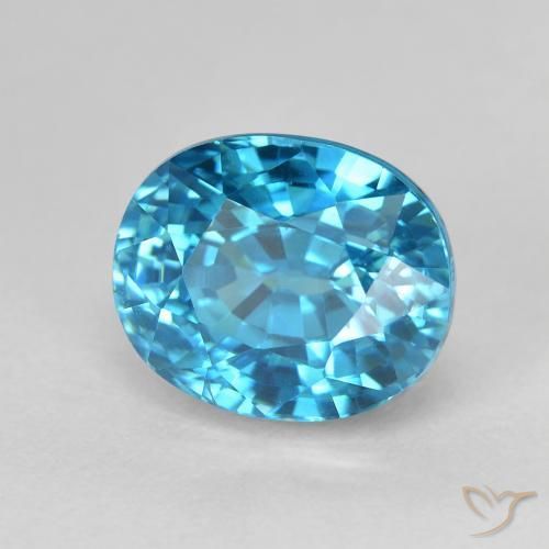 Zircon Bleu moyen naturelle ovale, 5.88 ct, VVS