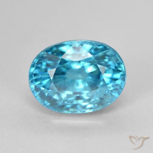 Zircon bleue naturelle coupe ovale, 5,84 ct, VVS-VS