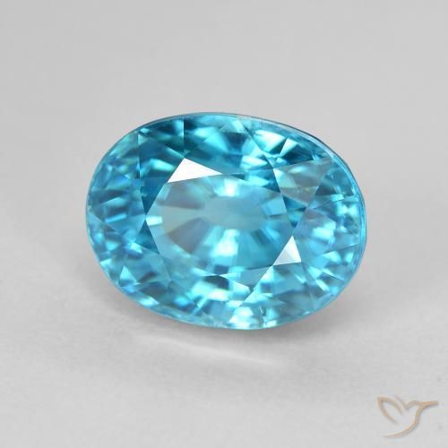 Zircon bleue naturelle coupe ovale, 5,84 ct, VVS-VS