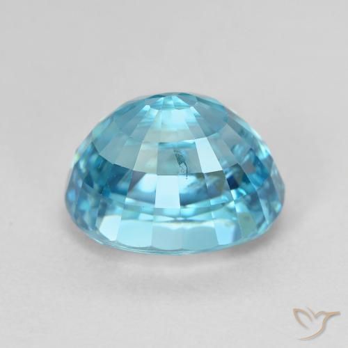 Zircon bleue naturelle coupe ovale, 5,84 ct, VVS-VS