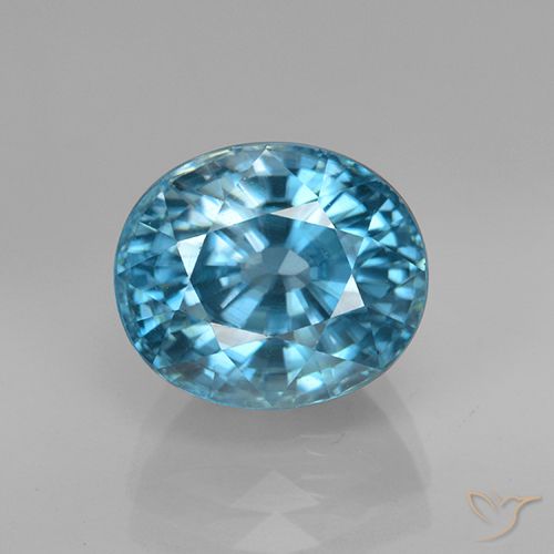 5.07ct Naturel Bleu aquatique argent intense Zircon, ovale, VVS