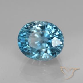 Zircon Bleu aquatique argent intense naturelle ovale, 5.07 ct, VVS