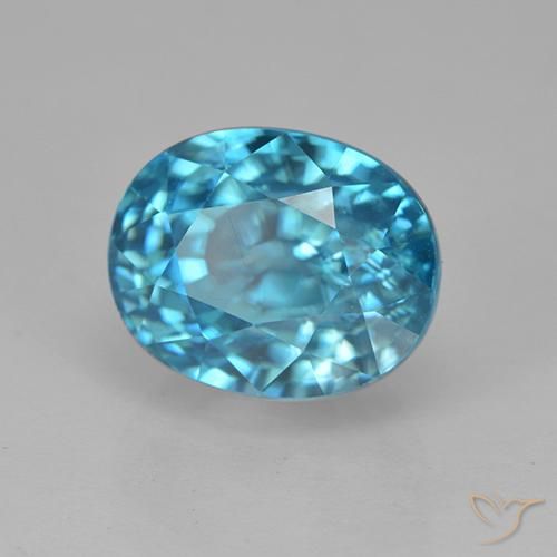 Zircon Bleu azur électrique naturelle ovale, 5.86 ct, VVS