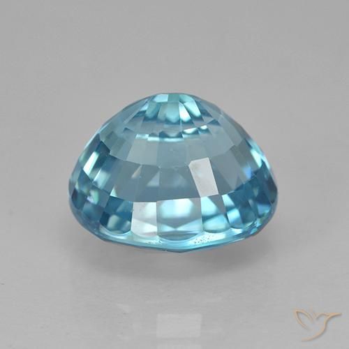 Zircon Bleu azur électrique naturelle ovale, 5.86 ct, VVS