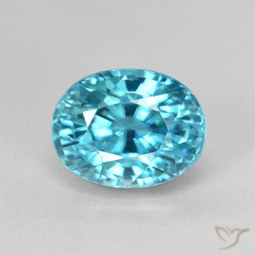 4.98ct Naturel Bleu verdâtre Zircon, ovale, VVS