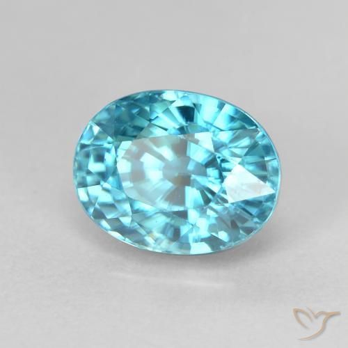 Zircon Bleu verdâtre naturelle ovale, 4.98 ct, VVS