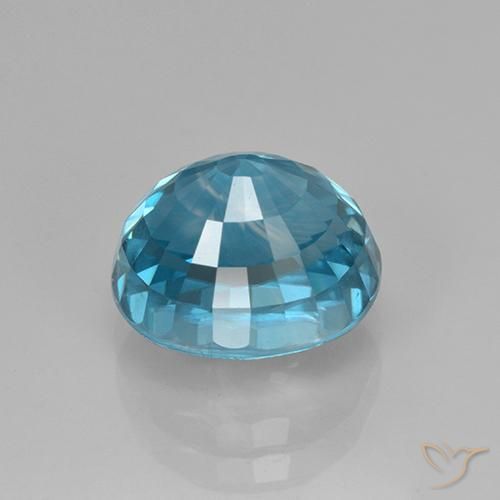Zircon Bleu aquatique argent intense naturelle ovale, 5.07 ct, VVS