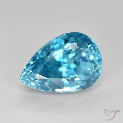 6.80ct Naturel Bleu aquatique Zircon, En forme de poire, VVS