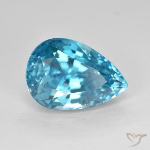 Zircon Bleu aquatique naturelle En forme de poire, 6.80 ct, VVS