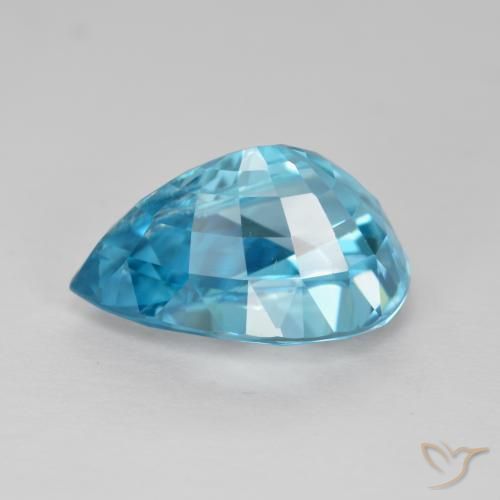 Zircon Bleu aquatique naturelle En forme de poire, 6.80 ct, VVS