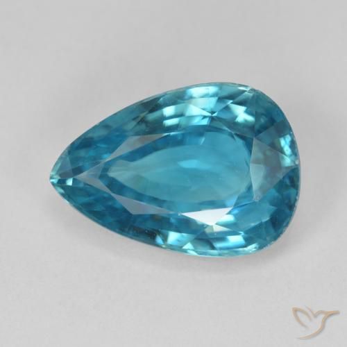 8.06ct Naturel Bleu moyen Zircon, En forme de poire, VVS
