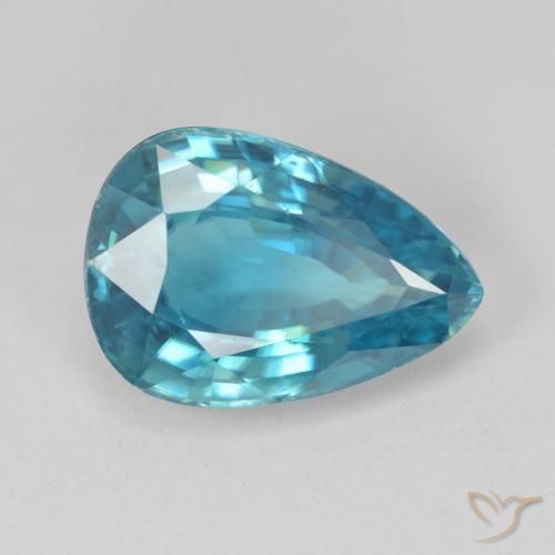 Zircon Bleu moyen naturelle En forme de poire, 8.06 ct, VVS