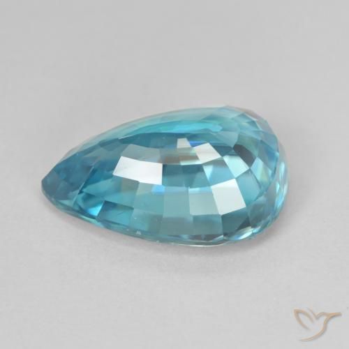 Zircon Bleu moyen naturelle En forme de poire, 8.06 ct, VVS