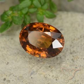 Zircon Orange foncé naturelle ovale, 1.79 ct, VVS-VS