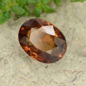 Zircon Orange moyen-foncé naturelle ovale, 1.69 ct, VS