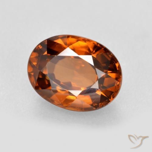 Zircon Orange foncé naturelle ovale, 2.16 ct, VVS-VS