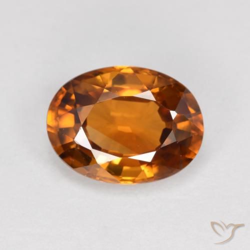 Zircon Orange moyen-foncé naturelle ovale, 1.98 ct, VVS-VS
