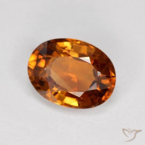 Zircon Orange moyen-foncé naturelle ovale, 1.98 ct, VVS-VS