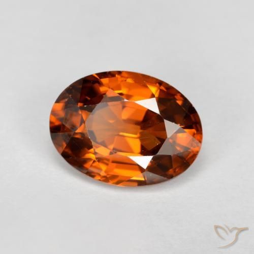 Zircon Orange foncé naturelle ovale, 1.74 ct, VVS