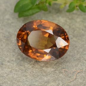 Zircon Orange moyen-foncé naturelle ovale, 2.00 ct, VVS-VS