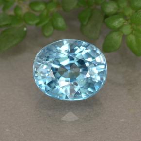 Zircon bleue naturelle coupe ovale, 2,18 ct, VVS