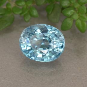 Zircon bleue naturelle coupe ovale, 2,18 ct, VVS