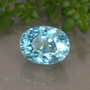 Zircon bleue naturelle coupe ovale, 2,81 ct, VVS