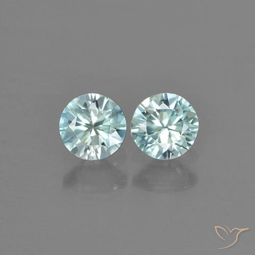 0.89ctw Naturel Bleu aquatique léger Zircon, Tour, VVS-VS
