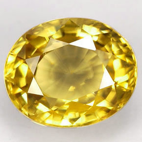 Zircon jaune naturelle coupe ovale, 1,96 ct, VVS