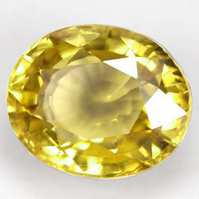 Zircon jaune naturelle coupe ovale, 1,96 ct, VVS