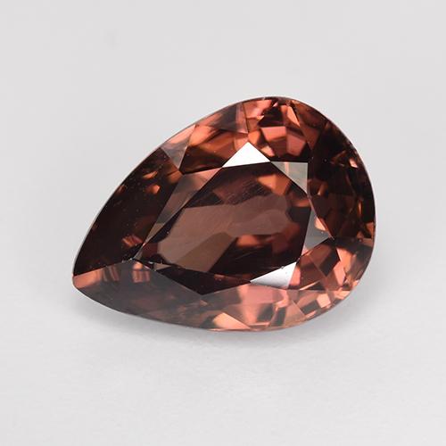 Zircon rouge naturelle en forme de poire, 4,62 ct, VVS-VS