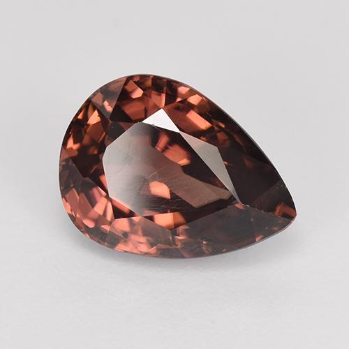 Zircon rouge naturelle en forme de poire, 4,62 ct, VVS-VS