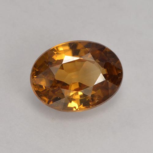 Zircon orange naturelle coupe ovale, 1,75 ct, VS