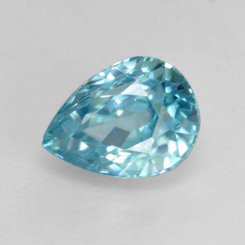 Zircon bleue naturelle en forme de poire, 2,01 ct, VVS-VS