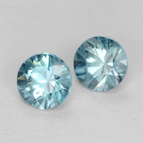 Achetez naturel 0.96ct Bleu verdâtre moyen Zircon gems, Coupe roude, En provenance Cambodge chez GemSelect. En stock, livraison internationale!