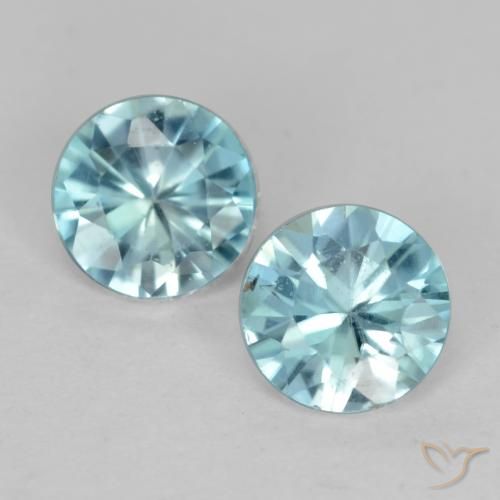 0.88ctw Naturel Bleu verdâtre léger Zircon, Tour, VVS-VS