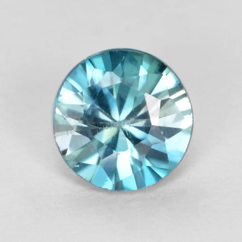 Zircon bleue naturelle coupe roude, 0,53 ct, VS
