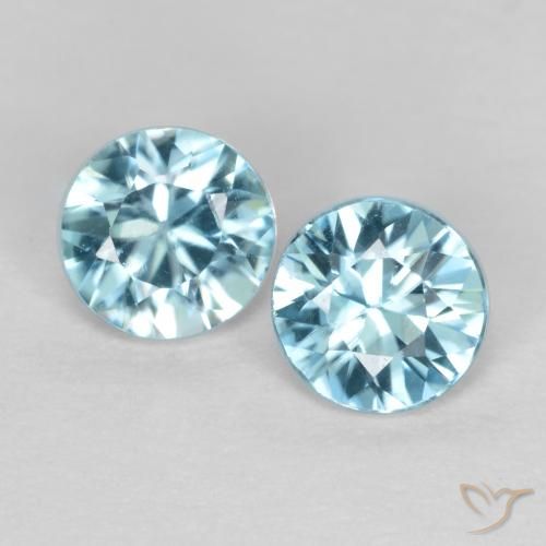 0.88ctw Naturel Bleu clair Zircon, Tour, VS