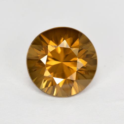 Zircon doré naturelle coupe roude, 2,62 ct, VS