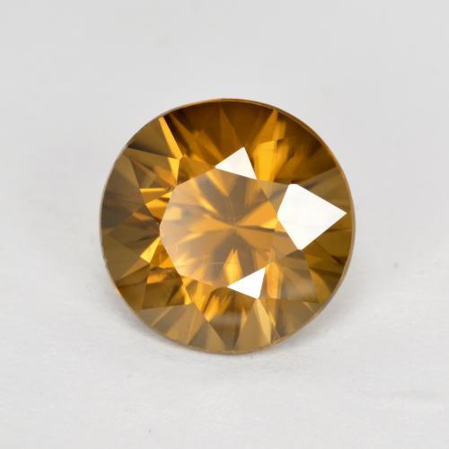Zircon doré naturelle coupe roude, 2,62 ct, VS